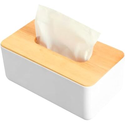 LiangYuanZen 21 x 12,5 x 9,5 cm, rechthoekige bamboe zakdoekdoos, praktische zakdoekdoos, rechthoekig, voor badkamer, modern design, kunststof, wit LiangYuanZen 21 x 12,5 x 9,5 cm, rechthoekige bamboe zakdoekdoos, praktische zakdoekdoos, rechthoekig, voor badkamer, modern design, kunststof, wit