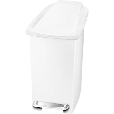 simplehuman CW1332 Smalle pedaalemmer, 10 liter, kleine afvalemmer voor badkamer, kantoor, slaapkamer, kunststof, wit simplehuman CW1332 Smalle pedaalemmer, 10 liter, kleine afvalemmer voor badkamer, kantoor, slaapkamer, kunststof, wit