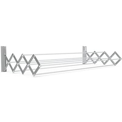 JUWEL Droger Ruck Zuck 60 (wanddroger uittrekbaar, droger voor binnen en buiten, draagvermogen 20 kg, drooglengte 4,9 m, stalen staven met kunststof ommanteling) 40130 JUWEL Droger Ruck Zuck 60 (wanddroger uittrekbaar, droger voor binnen en buiten, draagvermogen 20 kg, drooglengte 4,9 m, stalen staven met kunststof ommanteling) 40130