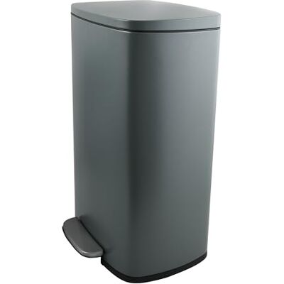Spirella SP2709 Afvalemmer voor keuken, 50 liter, zachte sluiting, kunststof binnenkant, met voetpedaal, grijs Spirella SP2709 Afvalemmer voor keuken, 50 liter, zachte sluiting, kunststof binnenkant, met voetpedaal, grijs
