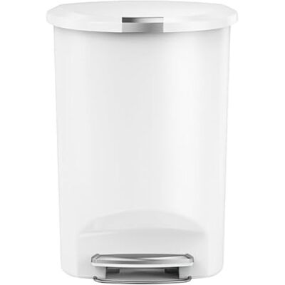 simplehuman CW1356 pedaalemmer, halve maan, keukenafvalemmer, kunststof, wit, 50 liter simplehuman CW1356 pedaalemmer, halve maan, keukenafvalemmer, kunststof, wit, 50 liter