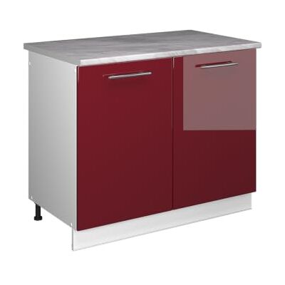 Vicco Meuble bas sous-évier "Fame-Line", Bordeaux Brillant/Blanc, 100cm Vicco Meuble bas sous-évier "Fame-Line", Bordeaux Brillant/Blanc, 100cm