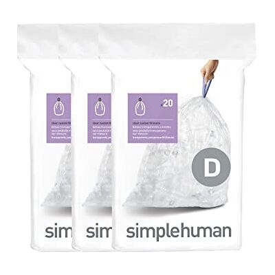 simplehuman CW0278 Code D vuilniszakken van kunststof, transparant, 3 stuks simplehuman CW0278 Code D vuilniszakken van kunststof, transparant, 3 stuks