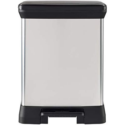 Curver Decobin Rechthoekige pedaalemmer, 30 l, zachte sluiting, metaallook, voor keuken, kantoor, badkamer, 39 x 29 x 50,5 cm, grijs, gerecycled Curver Decobin Rechthoekige pedaalemmer, 30 l, zachte sluiting, metaallook, voor keuken, kantoor, badkamer, 39 x 29 x 50,5 cm, grijs, gerecycled