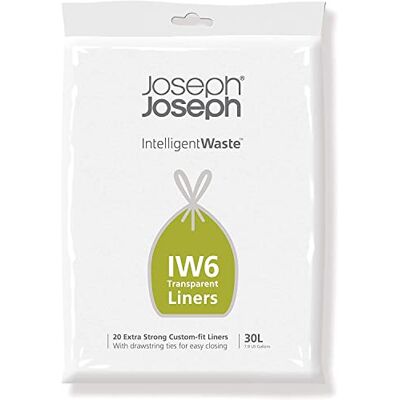 Joseph Joseph IW6 transparante vuilnisvoeringen, ideaal voor recycling- Pack van 20, helder, 30 liter ontworpen voor Totem Max Joseph Joseph IW6 transparante vuilnisvoeringen, ideaal voor recycling- Pack van 20, helder, 30 liter ontworpen voor Totem Max