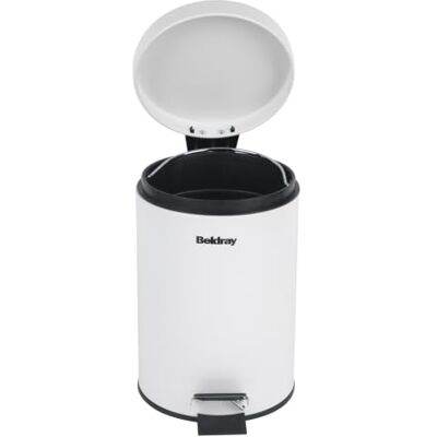 Beldray 3L ronde pedaalbak – kleine roestvrijstalen afvalbak met zacht deksel, afneembare binnenemmer en draaggreep, ideaal voor badkamer, keuken of slaapkamer, wit Beldray 3L ronde pedaalbak – kleine roestvrijstalen afvalbak met zacht deksel, afneembare binnenemmer en draaggreep, ideaal voor badkamer, keuken of slaapkamer, wit