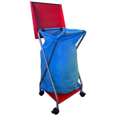 QUICK STAR Vuilniszakhouder met 4 wielen van plaatstaal van 120 liter QUICK STAR Vuilniszakhouder met 4 wielen van plaatstaal van 120 liter