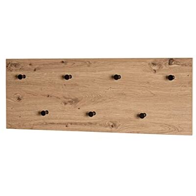 HAKU wandgarderobe eiken, zwart, MDF, metaal Dim.: B 80 cm x H 30 cm x D 5 cm, Stijl: Modern HAKU wandgarderobe eiken, zwart, MDF, metaal Dim.: B 80 cm x H 30 cm x D 5 cm, Stijl: Modern