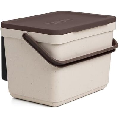 TATAY Keuken Voedsel Afval Compost Caddy Bin Houder, 6L Capaciteit, Polypropyleen, Gemaakt van 100% Gerecycleerde materialen, Afmetingen 26,5 x 20,5 x 18,5 cm, Marrón (1105639) Poubelle Organique Cuisine 6 L 26,5 x 20,5 x 18,5 cm Finition de Couleu TATAY Keuken Voedsel Afval Compost Caddy Bin Houder, 6L Capaciteit, Polypropyleen, Gemaakt van 100% Gerecycleerde materialen, Afmetingen 26,5 x 20,5 x 18,5 cm, Marrón (1105639) Poubelle Organique Cuisine 6 L 26,5 x 20,5 x 18,5 cm Finition de Couleu