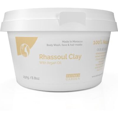 Fatima's Garden Rhassoul klei met argan en eucalyptus – detox en wasverzachter, 250 g Fatima's Garden Rhassoul klei met argan en eucalyptus – detox en wasverzachter, 250 g