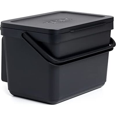 TATAY organisch afvalemmer met houder, inhoud 6 liter, polypropyleen, gemaakt van 100% gerecycleerde materialen. Kleur: zwart. Afmetingen: 26,5 x 20,5 x 18,5 cm TATAY organisch afvalemmer met houder, inhoud 6 liter, polypropyleen, gemaakt van 100% gerecycleerde materialen. Kleur: zwart. Afmetingen: 26,5 x 20,5 x 18,5 cm