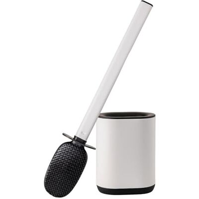 Erreke Toiletborstel van siliconen met houder van roestvrij staal, flexibele toiletborstel van TPR voor een efficiëntere reiniging, wandmontage zonder boren (Cloud White) Erreke Toiletborstel van siliconen met houder van roestvrij staal, flexibele toiletborstel van TPR voor een efficiëntere reiniging, wandmontage zonder boren (Cloud White)