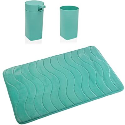 Versa Myra accessoiredispenser, borstelbeker en antislipmat, modern, afmetingen (H x B x D): 1 x 45 x 75 cm, polypropyleen en katoen, groen Versa Myra accessoiredispenser, borstelbeker en antislipmat, modern, afmetingen (H x B x D): 1 x 45 x 75 cm, polypropyleen en katoen, groen
