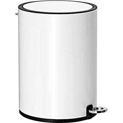 SONGMICS LTB11WT Afvalemmer met deksel, toiletafvalemmer, 3 l, kleine softclose-afvalemmer, uitneembare kunststof binnenemmer, voor slaapkamer, kantoor, staal SONGMICS LTB11WT Afvalemmer met deksel, toiletafvalemmer, 3 l, kleine softclose-afvalemmer, uitneembare kunststof binnenemmer, voor slaapkamer, kantoor, staal