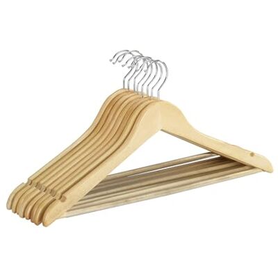 WENKO Kleerhangers van natuurlijk hout, 8 stuks, broekstang, rokken, 45 x 23,5 x 1,2 cm, houtbruin WENKO Kleerhangers van natuurlijk hout, 8 stuks, broekstang, rokken, 45 x 23,5 x 1,2 cm, houtbruin