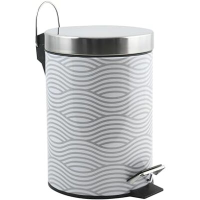 MSV Cosmetica-afvalemmer roestvrij staal Wave grijs met uitneembare binnenemmer badkamer pedaalemmer vuilnisbak 3 liter MSV Cosmetica-afvalemmer roestvrij staal Wave grijs met uitneembare binnenemmer badkamer pedaalemmer vuilnisbak 3 liter