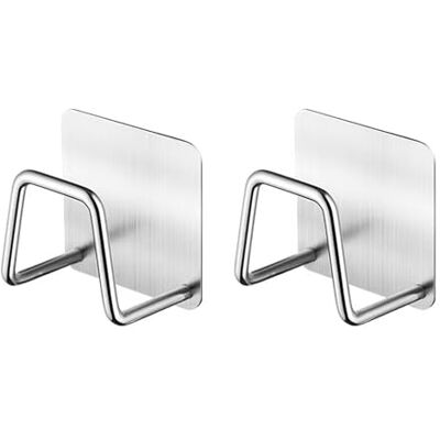 Wagoodter 2 stuks sponshouder voor keuken, keukenspoelbak, sponshouder, waterdichte haak, keukenaccessoires voor opslag en afdruipen thuis (zilver) Wagoodter 2 stuks sponshouder voor keuken, keukenspoelbak, sponshouder, waterdichte haak, keukenaccessoires voor opslag en afdruipen thuis (zilver)