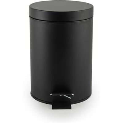 Beldray LA038098BLKFEU7 Pedaalemmer voor badkamer kleine ronde sanitaire afvalemmer van roestvrij staal met automatisch daalsysteem, uitneembare binnenemmer van 3 liter, handvat Beldray LA038098BLKFEU7 Pedaalemmer voor badkamer kleine ronde sanitaire afvalemmer van roestvrij staal met automatisch daalsysteem, uitneembare binnenemmer van 3 liter, handvat