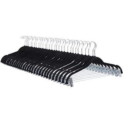 Amazon Basics Rokhangers met clips, gevlokt, 24 stuks, zwart Amazon Basics Rokhangers met clips, gevlokt, 24 stuks, zwart