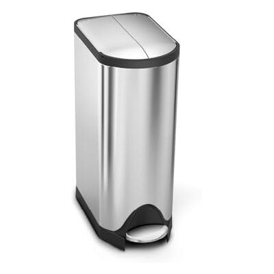 simplehuman CW1824 Pedaalemmer, 30 liter, vlindermotief, afvalscheidingssysteem, recycling, geborsteld staal simplehuman CW1824 Pedaalemmer, 30 liter, vlindermotief, afvalscheidingssysteem, recycling, geborsteld staal