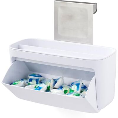 YouCopia DoorStash Podhouder voor vaatwasser met deksel, hangende opbergcontainer voor wasmiddel, gespikkeld wit YouCopia DoorStash Podhouder voor vaatwasser met deksel, hangende opbergcontainer voor wasmiddel, gespikkeld wit