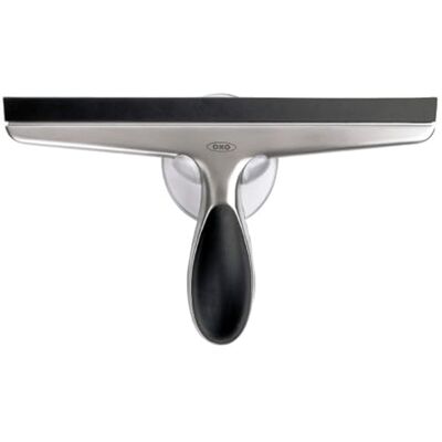 OXO Good Grips roestvrijstalen reinigingswisser voor douche en vloer, grijs, zwart OXO Good Grips roestvrijstalen reinigingswisser voor douche en vloer, grijs, zwart