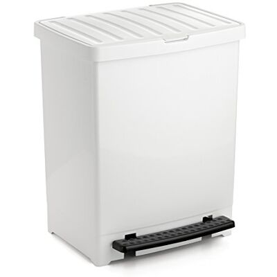 TATAY Afvalemmer voor keuken met pedaal, 25 l, matte afwerking, binnen en buiten, voor zakken van 30 l, robuuste kunststof, BPA-vrij, 33,5 x 31 x 42 cm, wit TATAY Afvalemmer voor keuken met pedaal, 25 l, matte afwerking, binnen en buiten, voor zakken van 30 l, robuuste kunststof, BPA-vrij, 33,5 x 31 x 42 cm, wit