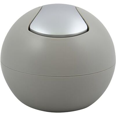 Spirella Afvalemmer voor badkamer, cosmetica-container, 1 liter, glanzende of matte afwerking, afvalcontainer met draaideksel, tafelvuilnisemmer, mat taupe Spirella Afvalemmer voor badkamer, cosmetica-container, 1 liter, glanzende of matte afwerking, afvalcontainer met draaideksel, tafelvuilnisemmer, mat taupe