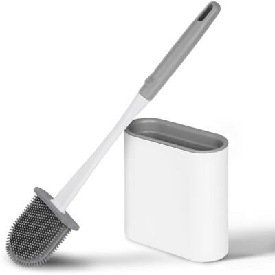 Vicloon Siliconen toiletborstelset met sneldrogende houder, flexibele toiletborstel met antislip handgreep en zachte siliconen borstelharen voor diepe reiniging van ruimtes Vicloon Siliconen toiletborstelset met sneldrogende houder, flexibele toiletborstel met antislip handgreep en zachte siliconen borstelharen voor diepe reiniging van ruimtes