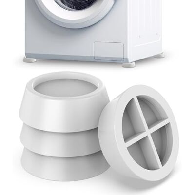 ECENCE Schokdempers tegen trillingen voor wasmachine, 4 stuks, wit Anti-trillingsmat voor wasmachine en droger, antislip rubberen pads ECENCE Schokdempers tegen trillingen voor wasmachine, 4 stuks, wit Anti-trillingsmat voor wasmachine en droger, antislip rubberen pads