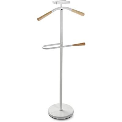 Versa Cham Galán de Nacht, modern, multifunctioneel, met 2 kleerhangers of kleerhangers voor dames of heren, afmetingen (H x B x D): 108 x 44 x 25 cm, metaal wit en hout Versa Cham Galán de Nacht, modern, multifunctioneel, met 2 kleerhangers of kleerhangers voor dames of heren, afmetingen (H x B x D): 108 x 44 x 25 cm, metaal wit en hout