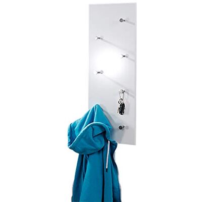 HAKU wandgarderobe verchroomd, wit, MDF, metaal Dim.: B 80 cm x H 30 cm x D 6 cm, Stijl: Modern HAKU wandgarderobe verchroomd, wit, MDF, metaal Dim.: B 80 cm x H 30 cm x D 6 cm, Stijl: Modern