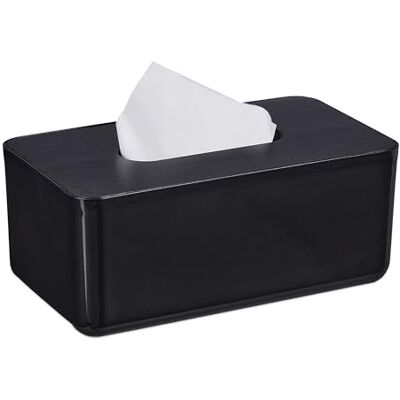 Relaxdays Tissuebox met deksel, modern design, 10 x 23 x 13 cm (h x b x d), kunststof, zwart Relaxdays Tissuebox met deksel, modern design, 10 x 23 x 13 cm (h x b x d), kunststof, zwart