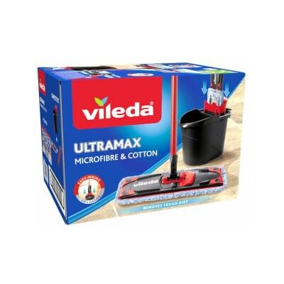 Vileda Ultramax Micro/Cotton speciale tegelvloerset, complete set, platte mop-set met centrifuge-emmer, microvezelhoes voor tegels, verwijdert meer dan 99% van de bacteriën met alleen water Vileda Ultramax Micro/Cotton speciale tegelvloerset, complete set, platte mop-set met centrifuge-emmer, microvezelhoes voor tegels, verwijdert meer dan 99% van de bacteriën met alleen water