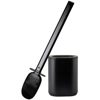 Erreke Toiletborstel van siliconen met houder van roestvrij staal, flexibele toiletborstel van TPR voor een efficiëntere reiniging, wandmontage zonder boren (onyx zwart) Erreke Toiletborstel van siliconen met houder van roestvrij staal, flexibele toiletborstel van TPR voor een efficiëntere reiniging, wandmontage zonder boren (onyx zwart)