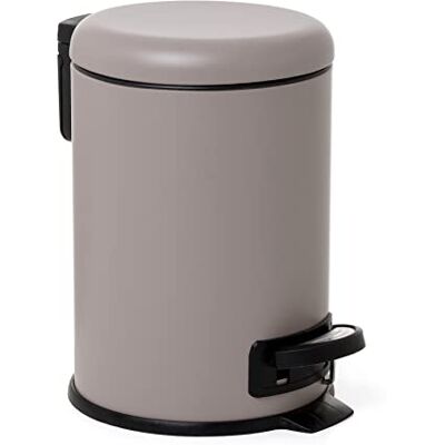 TATAY Afvalemmer voor badkamer, 3 l, met pedaal, 17,5 x 22,5 x 25 cm, model Pedaalemmer 3 l contactloze opening soft-close deksel 17,5 x 22,5 x 25 cm Nordic model, taupe TATAY Afvalemmer voor badkamer, 3 l, met pedaal, 17,5 x 22,5 x 25 cm, model Pedaalemmer 3 l contactloze opening soft-close deksel 17,5 x 22,5 x 25 cm Nordic model, taupe