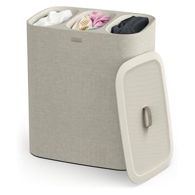 Joseph Joseph Tota Trio Wasmand 90 liter met deksel, 3 afneembare waszakken met handgrepen, beige Joseph Joseph Tota Trio Wasmand 90 liter met deksel, 3 afneembare waszakken met handgrepen, beige