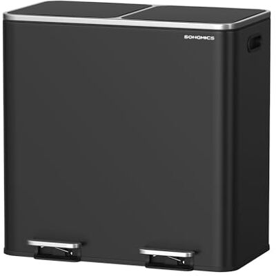 SONGMICS Afvalemmer met pedaal van staal, 80 l (2 x 40 l) Afvalemmer voor de keuken, met binnenemmer, zachte sluiting, 64,5 x 40,4 x 63,5 cm, zwart, collectie PARY LTB730B82 SONGMICS Afvalemmer met pedaal van staal, 80 l (2 x 40 l) Afvalemmer voor de keuken, met binnenemmer, zachte sluiting, 64,5 x 40,4 x 63,5 cm, zwart, collectie PARY LTB730B82