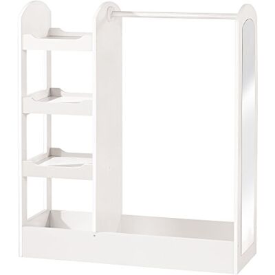 roba Garderobe, Kindermeubel Met Kledingrek, Kledingstang & Grote Spiegel, Staande Garderobe Voor Kinderen, Wit, 107 x 90 x 34,5 cm roba Garderobe, Kindermeubel Met Kledingrek, Kledingstang & Grote Spiegel, Staande Garderobe Voor Kinderen, Wit, 107 x 90 x 34,5 cm