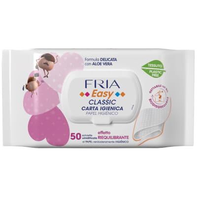 Fria CLASSIC Toiletpapier, bevochtigd, zachte formule met aloë, biologisch afbreekbaar, formaat: 50 vochtige doekjes Fria CLASSIC Toiletpapier, bevochtigd, zachte formule met aloë, biologisch afbreekbaar, formaat: 50 vochtige doekjes
