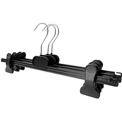 RSR Hangers 10 stuks 40 cm kunststof kleerhangers met 2 kledingfolies antislip Set van 10 antislip rubberen en verstelbare klemmen 360° haak Kunststof Zwart 40 cm RSR Hangers 10 stuks 40 cm kunststof kleerhangers met 2 kledingfolies antislip Set van 10 antislip rubberen en verstelbare klemmen 360° haak Kunststof Zwart 40 cm