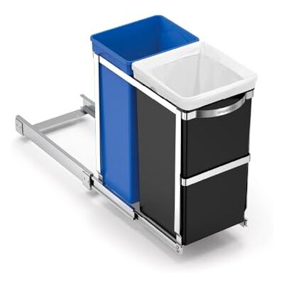 simplehuman CW1016 Schuifafvalemmer, afvalbak onder de gootsteen, keukenafvalemmer, selectieve sortering 2 bakken, dubbele vakken, extra robuust stalen frame, 35 liter (20/15) simplehuman CW1016 Schuifafvalemmer, afvalbak onder de gootsteen, keukenafvalemmer, selectieve sortering 2 bakken, dubbele vakken, extra robuust stalen frame, 35 liter (20/15)