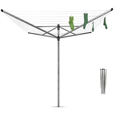 Brabantia -310942 Lift-o-Matic wasrek, 50 m, met anker, metaal, grijs Brabantia -310942 Lift-o-Matic wasrek, 50 m, met anker, metaal, grijs