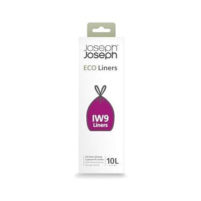 Joseph Joseph Eco IW9 gerecyclede vuilniszakken, keuken/badkamer, trekkoord, zeer robuust, 20 stuks, 10 l, grijs Joseph Joseph Eco IW9 gerecyclede vuilniszakken, keuken/badkamer, trekkoord, zeer robuust, 20 stuks, 10 l, grijs