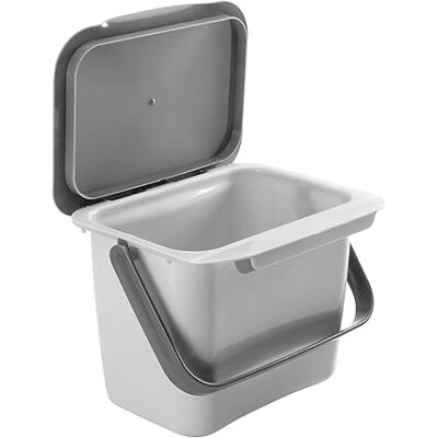 Metaltex Bin Tex afvalemmer met deksel, kunststof, grijs, 25 x 20 x 19 cm Metaltex Bin Tex afvalemmer met deksel, kunststof, grijs, 25 x 20 x 19 cm