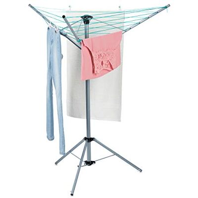 Relaxdays Opvouwbaar droogrek met voet voor balkon, 15 m, hoogte 140 cm, zilverkleurig Relaxdays Opvouwbaar droogrek met voet voor balkon, 15 m, hoogte 140 cm, zilverkleurig