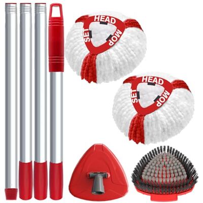 OKcedier vervangende mopkop voor Turbo 2 in 1, vervangende mopkoppen en vloerwisser met 2 microvezel mopkoppen, 1 steel, 1 mopbasis en 1 borstel, geschikt voor alle vloeren OKcedier vervangende mopkop voor Turbo 2 in 1, vervangende mopkoppen en vloerwisser met 2 microvezel mopkoppen, 1 steel, 1 mopbasis en 1 borstel, geschikt voor alle vloeren