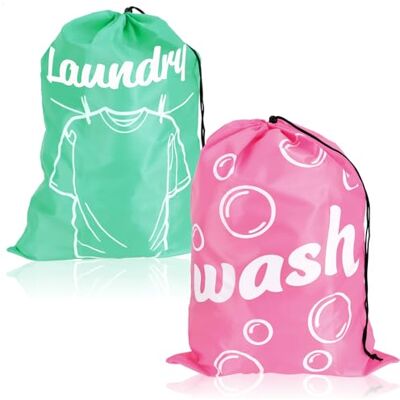 com-four ® 2 x waszak voor op reis, opvouwbare waszak voor vuile was, wasverzamelaar met trekkoord, waszak, 69 x 50 cm com-four ® 2 x waszak voor op reis, opvouwbare waszak voor vuile was, wasverzamelaar met trekkoord, waszak, 69 x 50 cm