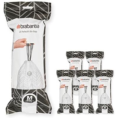 Brabantia PerfectFit Multipack Vuilniszakken (M-Code / 60L) Ultra Resistent, Schuifhendels, 6 Rollen (120 Zakken) Sac ultra-résistant, Poignées coulissantes, remplacement de sac simplifié, Blanc à poignées vertes, Lot de 6 rouleaux Brabantia PerfectFit Multipack Vuilniszakken (M-Code / 60L) Ultra Resistent, Schuifhendels, 6 Rollen (120 Zakken) Sac ultra-résistant, Poignées coulissantes, remplacement de sac simplifié, Blanc à poignées vertes, Lot de 6 rouleaux
