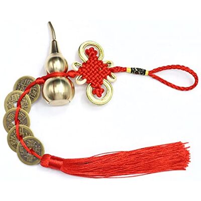 YANGWEN 2 stuks Chinese strik geluksbrengers Feng Shui met Calabash Wu Lou hanger voor geluk en gezondheid YANGWEN 2 stuks Chinese strik geluksbrengers Feng Shui met Calabash Wu Lou hanger voor geluk en gezondheid